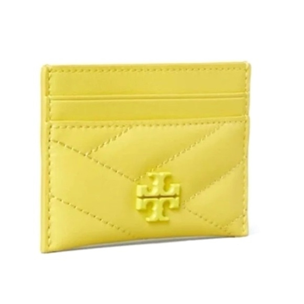 Tory Burch Kira Chevron Powder Coated Card Case - Rare Calendula Yellow